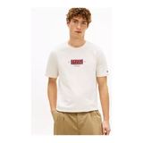 Tommy Hilfiger Erkek Normal Kesim Baskılı Pamuklu Kısa Kollu Krem T-Shirt MW0MW42392-Z00 - Ekru - 2XL