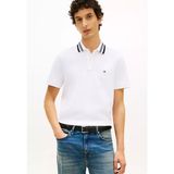 Tommy Hilfiger Erkek Normal Kesim Pamuklu Bayrak Logo Işlemeli Jakarlı Beyaz Polo Yaka T-Shirt MW0MW42775-YBR