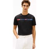 Tommy Hilfiger Erkek Normal Kesim Yuvarlak Ribana Yakalı Logo Baskılı Kısa Kollu Siyah T-Shirt MW0MW42368-BDS - XL