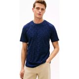 Tommy Hilfiger Erkek Normal Kesim Yuvarlak Yakalı Kabartma Desenli Pamuklu Kısa Kollu Mavi T-Shirt MW0MW42381-DCC - XL
