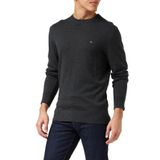 Tommy Hilfiger Erkek Pima Org Ctn Kaşmir Yuvarlak Yaka Kazak, Dark Grey Heather, L