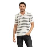 Tommy Hilfiger Erkek Polo Yaka T-Shirt, Çizgili, Beyaz, L Beden
