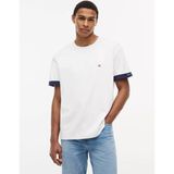 Tommy Hilfiger Erkek Rahat Kalıp Pamuklu Yuvarlak Yakalı Bayrak Logo Etiketli Kısa Kollu Beyaz T-Shirt MW0MW43203-YBR - 2XL