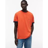 Tommy Hilfiger Erkek Rahat Kalıp Pamuklu Yuvarlak Yakalı Bayrak Logo Etiketli Kısa Kollu Turuncu T-Shirt MW0MW43203-SCX - 2XL