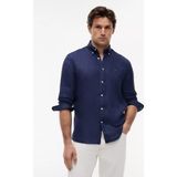 Tommy Hilfiger Erkek Regular Fit %100 Keten Logo Imzalı Uzun Kollu Lacivert Gömlek MW0MW41530-DCC