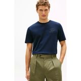 Tommy Hilfiger Erkek Regular Fit Havlu Kumaşlı Logo Işlemeli Kısa Kollu Lacivert T-Shirt MW0MW42391-DW5