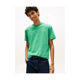 Tommy Hilfiger Erkek Regular Fit Linear Logo Detaylı T-Shirt - Yeşil