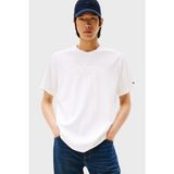 Tommy Hilfiger Erkek Regular Fit Logo Kabartmalı Yuvarlak Yakalı Pamuklu Kısa Kollu Beyaz T-Shirt MW0MW39366-YBR - XL