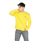 TOMMY HILFIGER Erkek Regular Fit, Uzun Kollu, Marka Logo Detaylı, Sarı Kazak