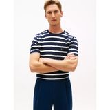 Tommy Hilfiger Erkek Regular Fit Yuvarlak Yakalı Çizgili Pamuklu Kısa Kollu Mavi T-Shirt MW0MW41378-0BC
