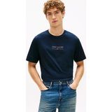 Tommy Hilfiger Erkek Regular Fit Yuvarlak Yakalı Logo Desenli Pamuklu Kısa Kollu Lacivert T-Shirt MW0MW42363-DW5 - XL
