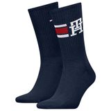 Tommy Hilfiger Erkek Spor Çorap, Monogram, Mavi, 39 Beden, 2'li Paket