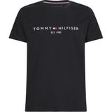 Tommy Hilfiger Erkek Tişört Kısa Kol Bisiklet Yaka Grafik Desenli Organik Pamuklu Spor Stil - Siyah