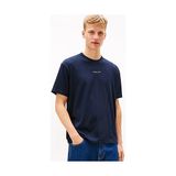 Tommy Hilfiger Erkek Tjm Relaxed Fit Linear Logo Detaylı T-Shirt - Gece Mavisi