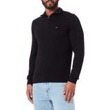 Tommy Hilfiger Erkek Tommy Hilfiger Logolu Yarım Fermuarlı Bisiklet Yakalı Erkek Kazak Siyah Kazak M, Siyah, 3XL 3XL