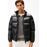 Tommy Hilfiger Erkek Uzun Kol Kapitoneli Şişme Dik Yaka Cepli Siyah Mont MW0MW40617-BDS - 2XL