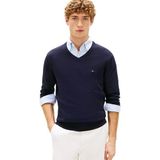 Tommy Hilfiger essential cotton v neck Erkek Kazak desert sky L
