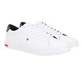 TOMMY HILFIGER ESSENTIAL LEATHER DETAIL VULC Erkek Spor Ayakkabı, White, 46