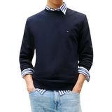 Tommy Hilfiger Essential Terry Crewneck Erkek Sweatshirt, Mavi, XXL