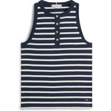 Tommy Hilfiger Gold Button Henley Top Kadın Beyaz T-Shirt - WW0WW49251
