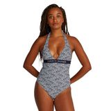 Tommy Hilfiger halter one piece rp print Kadın Mayo Illustrated Wave Dark Night Navy Medium