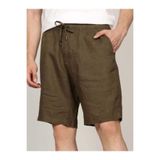 Tommy Hilfiger Harlem Po Linen Short Şort, 32, MW0MW37804RBN, Haki, Erkek