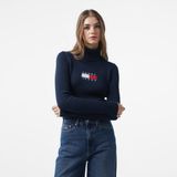 Tommy Hilfiger Jeans Melange Trtlnck Flag Kadın Lacivert Kazak - DRO-Lacivert