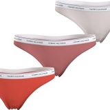Tommy Hilfiger Kadın 3 Pack Thong (Ext Sizes) İç Giyim, Crushed Coral/Coral Clay/Barely T, XS