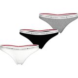 TOMMY HILFIGER Kadın 3 PACK THONG Tanga Medium Grey Htr/White/Black S