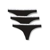 Tommy Hilfiger Kadın 3'lü paket Strings 3 PK Thong streç, Black/Black/Black, XL