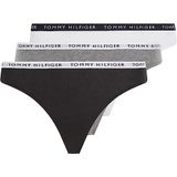 Tommy Hilfiger Kadın 3'lü paket Strings 3 PK Thong streç, Medium Grey Htr/White/Black, XS