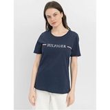 Tommy Hilfiger Kadın Bobo T-Shirt Kısa Kol Nefes Alan %100 Pamuk Regular Fit - Lacivert - 2XL