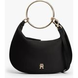 Tommy Hilfiger Kadın Bright Bracelet Hobo Metal Halka Saplı Saten Omuz Çantası - Siyah - Black