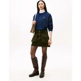 Tommy Hilfiger Kadın Cepli Kadife Mini Yeşil Etek - 36