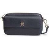 Tommy Hilfiger Kadın Çıkarılabilir Çapraz Askılı Th Monogram Dokulu Lacivert Omuz Çantası AW0AW18721-DW6
