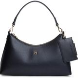 Tommy Hilfiger Kadın Çıkarılabilir Mini Cüzdanlı Fermuarlı Kısa Kulplu Th Monogram Logolu Siyah Omuz Çantası AW0AW18720-BDS