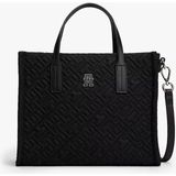 Tommy Hilfiger Kadın City Mini Tote Monogram Desenli El Çantası - Siyah - Black
