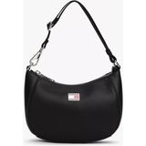Tommy Hilfiger Kadın Daily Elevated Yarım Ay Tasarımlı Logo Rozetli Omuz Çantası - Siyah - Black