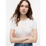 Tommy Hilfiger Kadın Dar Kesim Logo Imzalı Yuvarlak Yakalı Pamuklu Kısa Kollu Beyaz T-Shirt DW0DW20459-YBL