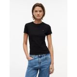 Tommy Hilfiger Kadın Dar Kesim Logo Imzalı Yuvarlak Yakalı Pamuklu Kısa Kollu Siyah T-Shirt DW0DW20459-BDS