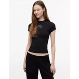 Tommy Hilfiger Kadın Dar Kesim Yuvarlak Yakalı Pamuklu Esnek Örgü Kumaş Kısa Kollu Siyah T-Shirt DW0DW22807-BDS