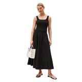 Tommy Hilfiger Kadın Elbisesi Rib Midi Mix Fit & Flare, siyah (Black), S