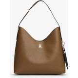 Tommy Hilfiger Kadın Icon Shoulder Bag Metal Logo Detaylı Omuz Çantası - Kahverengi