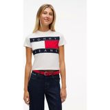 Tommy Hilfiger Kadın Ikonik Bayrak Logo Detaylı Normal Kalıp Kısa Kollu Beyaz T-Shirt DW0DW22818-YBH