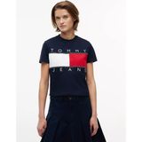 Tommy Hilfiger Kadın Ikonik Bayrak Logo Detaylı Normal Kalıp Kısa Kollu Lacivert T-Shirt DW0DW22818-C1G