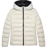 Tommy Hilfiger Kadın Kapüşonlu Kapitone Dolgulu Mont, Beyaz, XL Beden