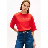 Tommy Hilfiger Kadın Kısa Kol Bisiklet Yaka Rahat Kesim Kırmızı T-Shirt WW0WW47811-SNE