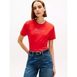 Tommy Hilfiger Kadın Kısa Kol Bisiklet Yaka Rahat Kesim Kırmızı T-Shirt WW0WW48707-SNE
