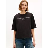 Tommy Hilfiger Kadın Kısa Kol Bisiklet Yaka Rahat Kesim Siyah T-Shirt WW0WW47811-BDS