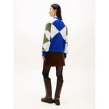 Tommy Hilfiger Kadın / Kız Mavi Tommy Hilfiger Alpaca Blend Argyle, 0zu Mavi Kadın Kazak - M - L